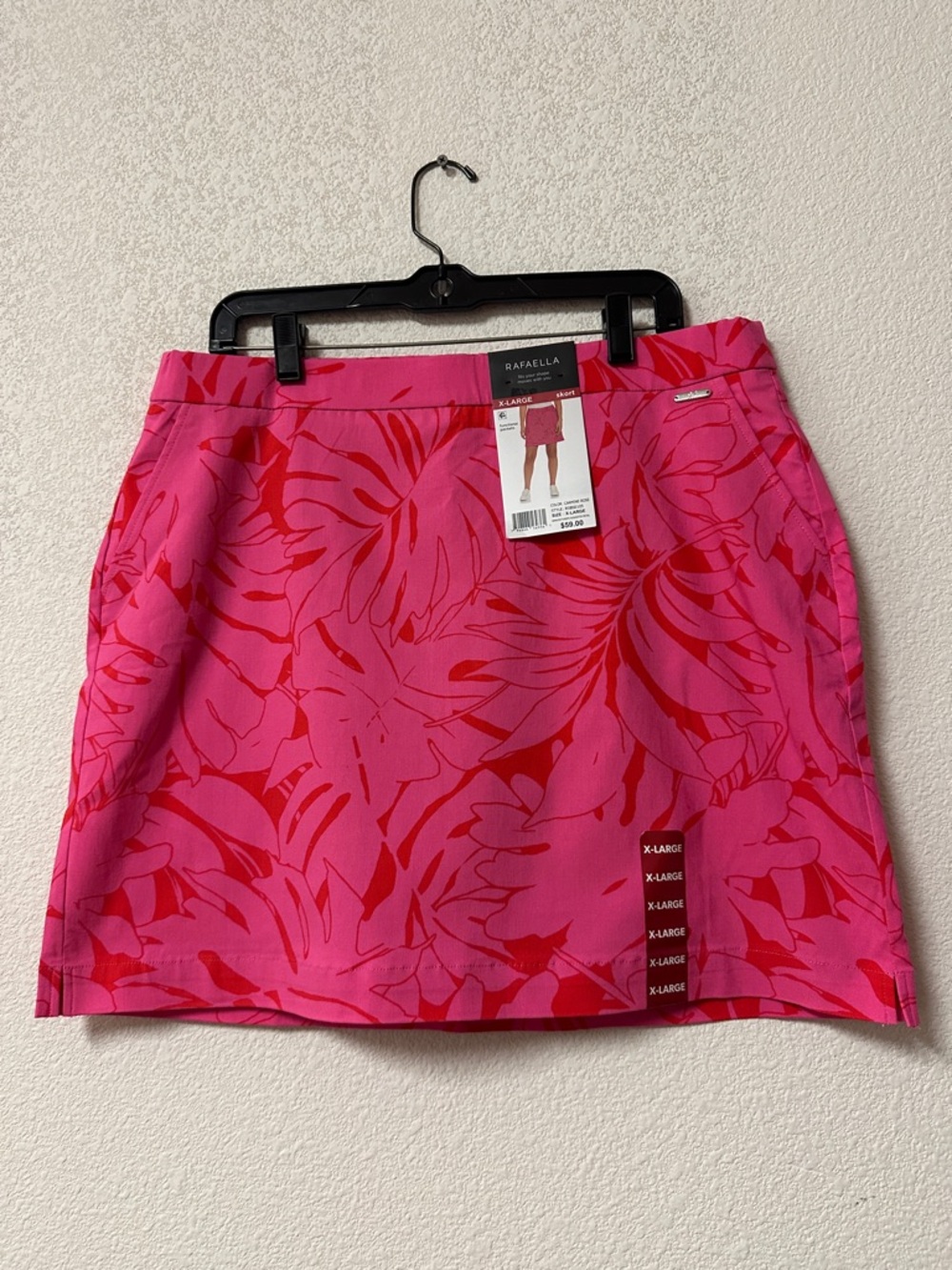 NWT Rafaella Pink with Red Tropical Print Mini Skirt